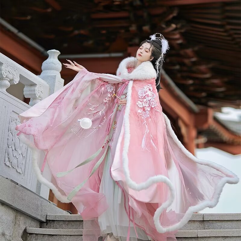 Pink&Red Hanfu Cloak Dress Wom – Embroidery Xmas Bewertung und Preis