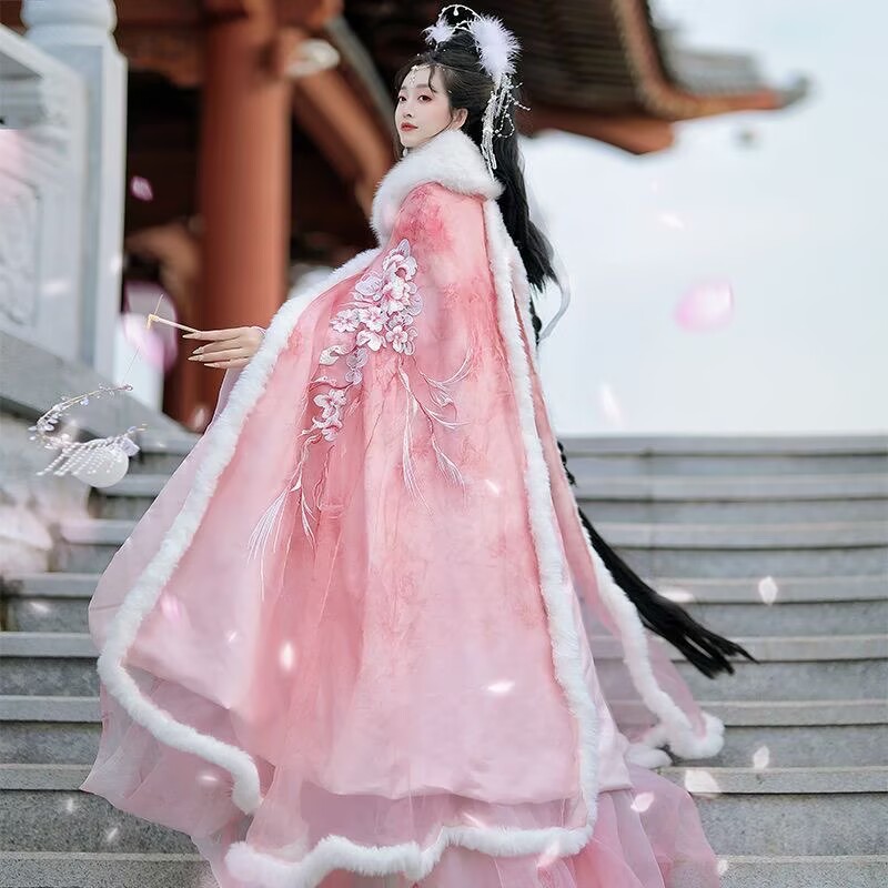 Pink&Red Hanfu Cloak Dress Wom – Embroidery Xmas Bewertung und Preis